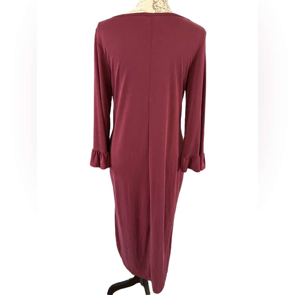NWT Jodifl Burgundy Long sleeves Dress Boutique Size Small Pockets Midi Casual - Picture 6 of 15